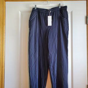 Eileen Fisher Navy and White Striped Wide-Legged Pants NWT